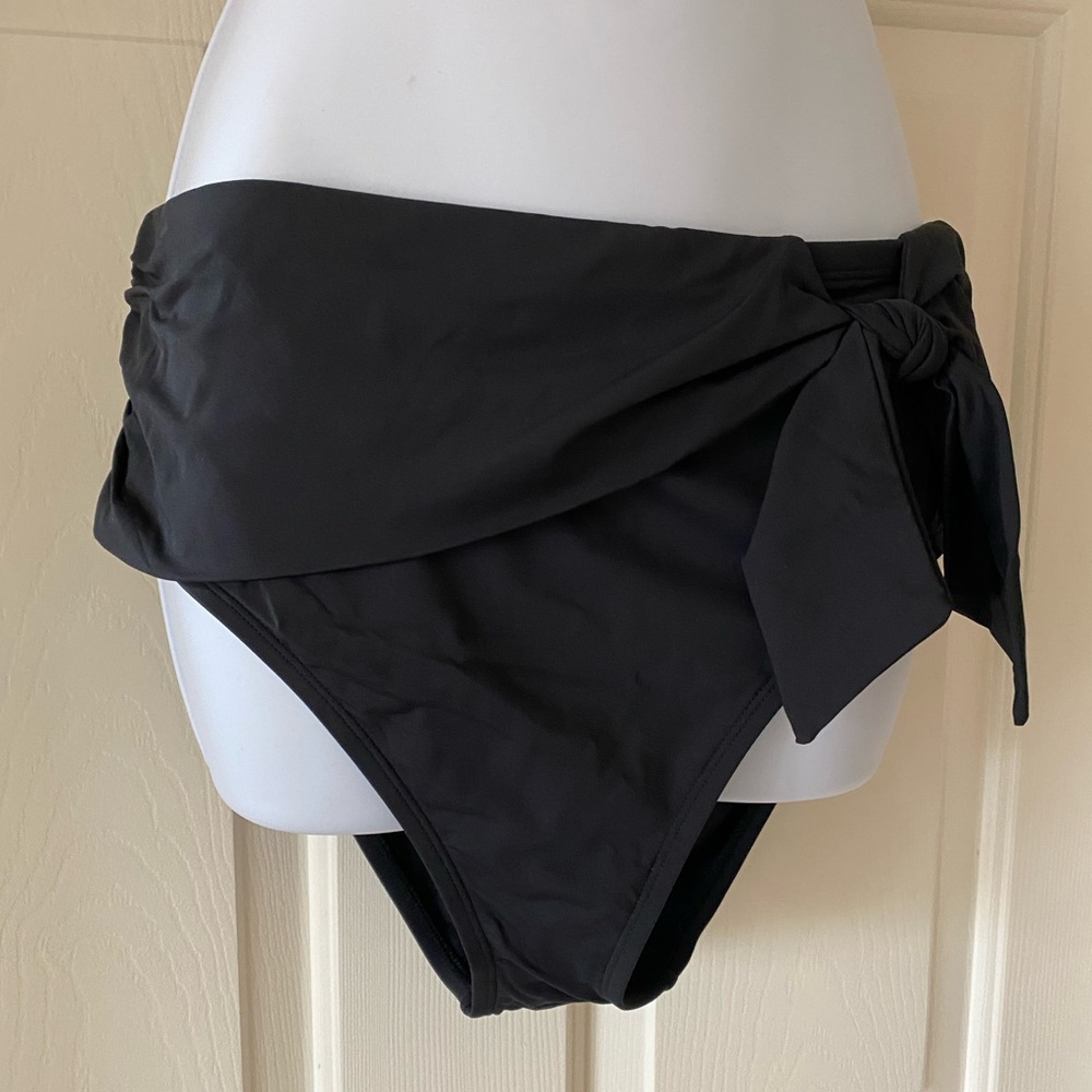 Bleu Rod Beattie Tie draped high waist swim bottoms black size 8